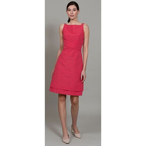 Bigio NY6Lipstick Pink Acetate Cross Bodice Dress in Coral NWT Size 8
